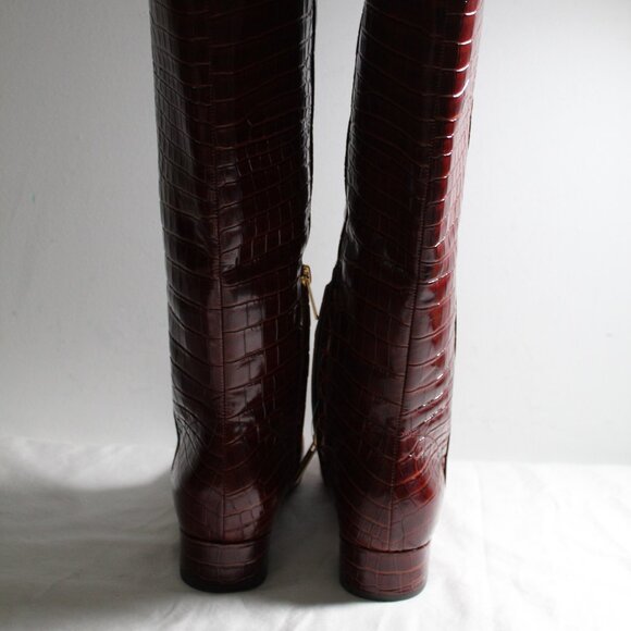 NWOB Veronica Beard CECILE CROC-EMBOSSED TALL BOOT Boots 9 - Picture 4 of 10